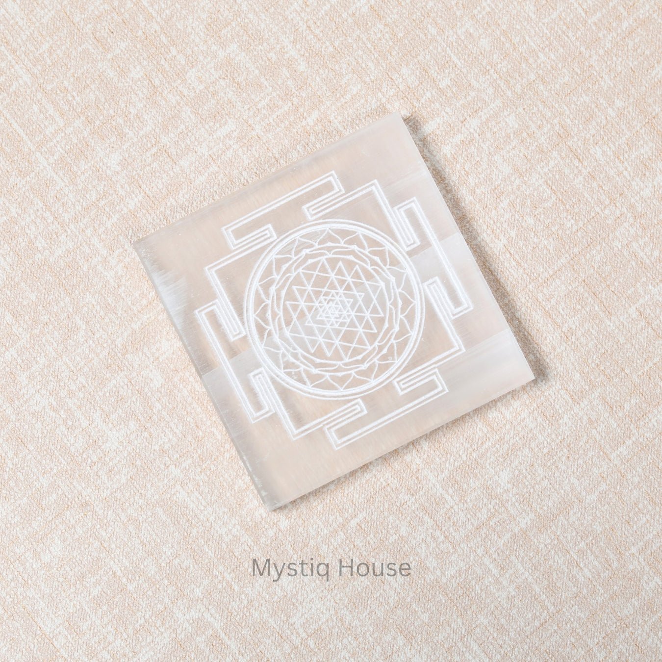 Shree Yantra Square Selenite Charging Plate - MystiqHouse