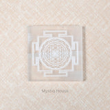 Shree Yantra Square Selenite Charging Plate - MystiqHouse