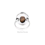 Tiger Eye Oval Brass Borderes Ring - MystiqHouse