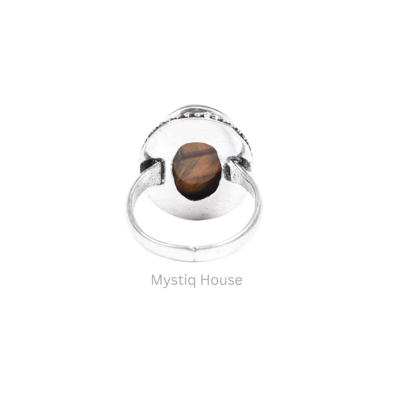 Tiger Eye Oval Brass Borderes Ring - MystiqHouse