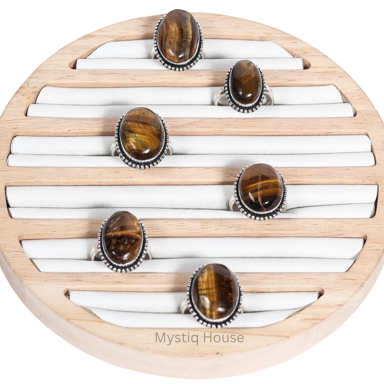Tiger Eye Oval Brass Borderes Ring - MystiqHouse