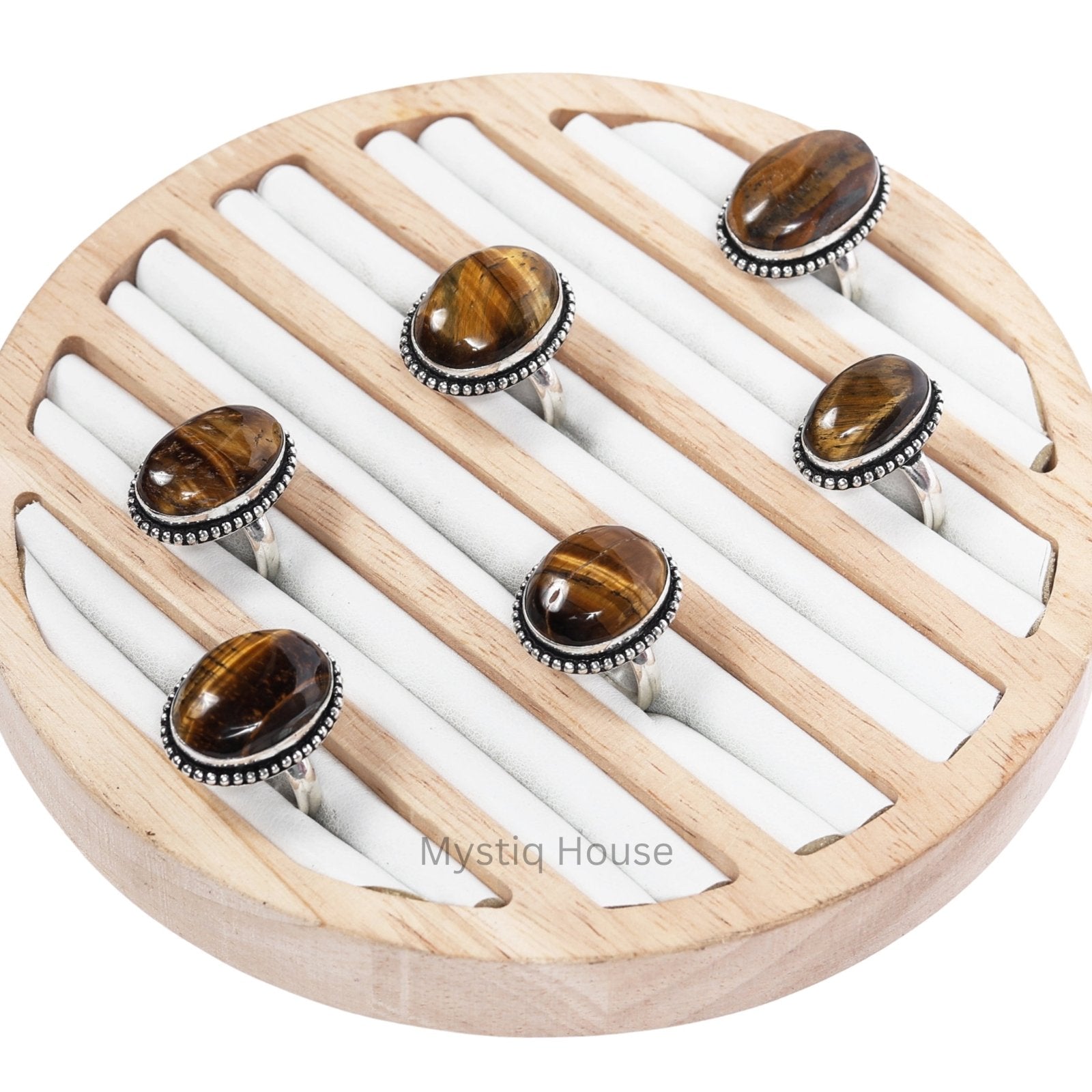 Tiger Eye Oval Brass Borderes Ring - MystiqHouse