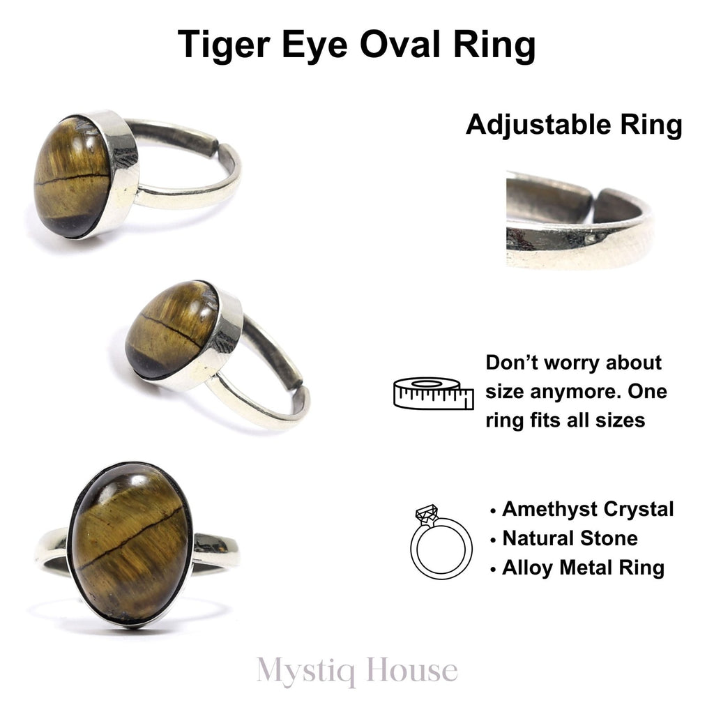 Tiger Eye Oval Ring - MystiqHouse