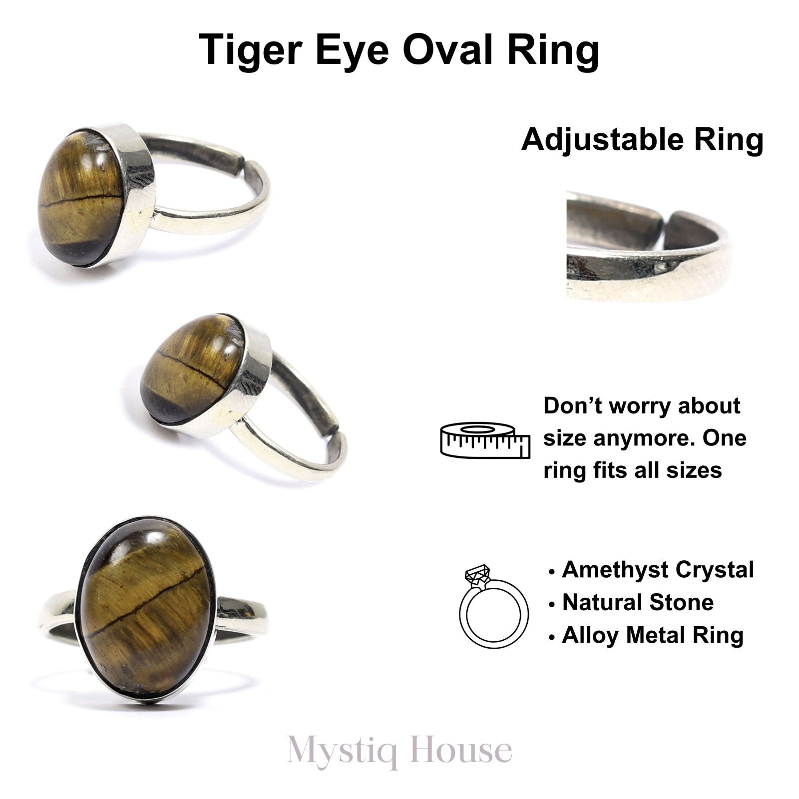 Tiger Eye Oval Ring - MystiqHouse